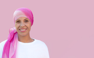 Hopeful woman wearing a headscarf