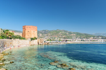 Fototapeta na wymiar Awesome view of the Kizil Kule (Red Tower), Alanya