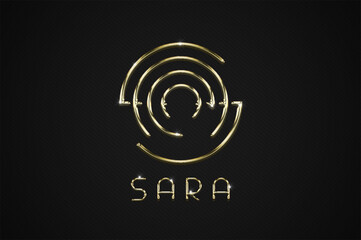 SARA - Golden Circular Logo - obrazy, fototapety, plakaty