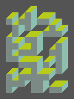 Implementation of Edward Zajec&rsquo;s &ldquo;Il Cubo&rdquo; from 1971. Essentially a Truchet tile set of 8 tiles and rules for placement art illustration