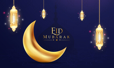 Obraz na płótnie Canvas Eid Mubarak or Eid ul Fitr on the Islamic design concept