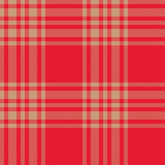 Plaid seamless pattern in red. Check fabric texture. Vector textile print.