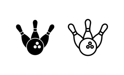 Bowling icon vector. bowling ball and pin sign and symbol.