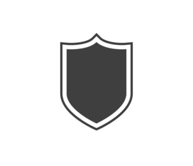Shield black and white logo. Guarantee, insignia and guard symbol. Security vector icon