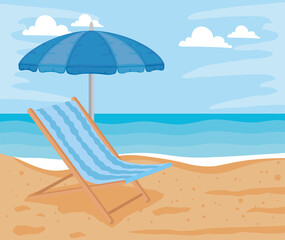 Fototapeta na wymiar beach chair and umbrella
