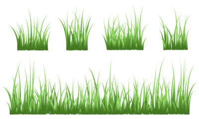 green grass set isolated on white background