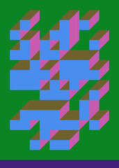 Implementation of Edward Zajec&rsquo;s &ldquo;Il Cubo&rdquo; from 1971. Essentially a Truchet tile set of 8 tiles and rules for placement art illustration