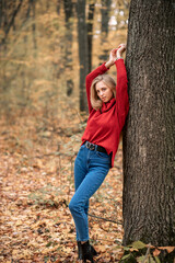 Beautiful girl, girl in a coat, girl in the woods