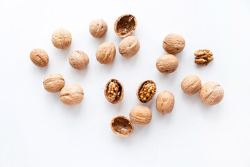 organic walnuts on the white background