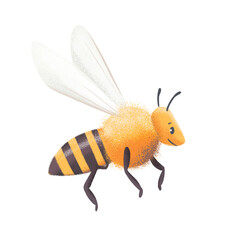 Fliyng honey bee illustration on white background.