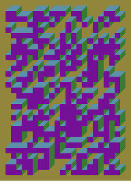 Implementation of Edward Zajec&rsquo;s &ldquo;Il Cubo&rdquo; from 1971. Essentially a Truchet tile set of 8 tiles and rules for placement art illustration