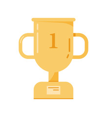 Gold cup and award trophy flat vector illustration.