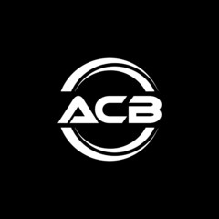 ACB letter logo design with black background in illustrator, vector logo modern alphabet font overlap style. calligraphy designs for logo, Poster, Invitation, etc.