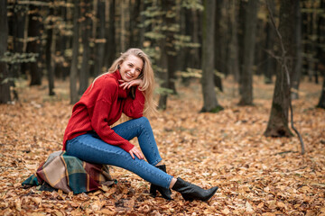 Beautiful girl, girl in a coat, girl in the woods