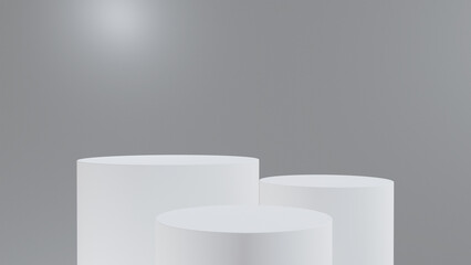 Abstract background white Podium for product display presentation on gray background , 3d rendering 