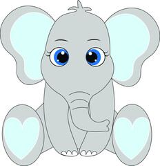 boy elephant with heart vector illustration