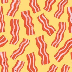 Funny bacon vector seamless pattern