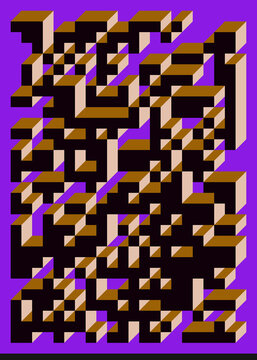 Implementation of Edward Zajec&rsquo;s &ldquo;Il Cubo&rdquo; from 1971. Essentially a Truchet tile set of 8 tiles and rules for placement art illustration