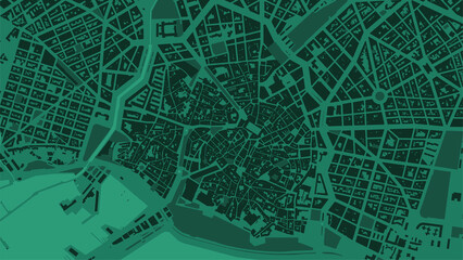 Dark green Palma de Mallorca City area vector background map, streets and water cartography illustration. © Kostiantyn