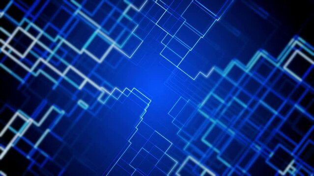 Futuristic Digital Cyberspace and Digital Data Network Connections. Information Database Grid Connection Data Analysis Technology. 3D Video Animation Concept