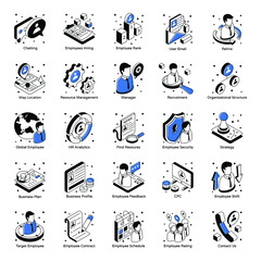 Pack of Human Resources Isometric Icons