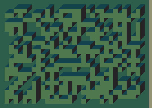 Implementation of Edward Zajec&rsquo;s &ldquo;Il Cubo&rdquo; from 1971. Essentially a Truchet tile set of 8 tiles and rules for placement art illustration
