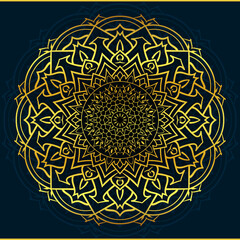  Mandala design luxury ornamental background in gold color