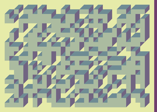 Implementation of Edward Zajec&rsquo;s &ldquo;Il Cubo&rdquo; from 1971. Essentially a Truchet tile set of 8 tiles and rules for placement art illustration