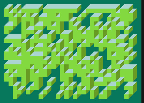 Implementation of Edward Zajec&rsquo;s &ldquo;Il Cubo&rdquo; from 1971. Essentially a Truchet tile set of 8 tiles and rules for placement art illustration