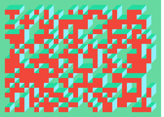 Implementation of Edward Zajec’s “Il Cubo” from 1971. Essentially a Truchet tile set of 8 tiles and rules for placement art illustration