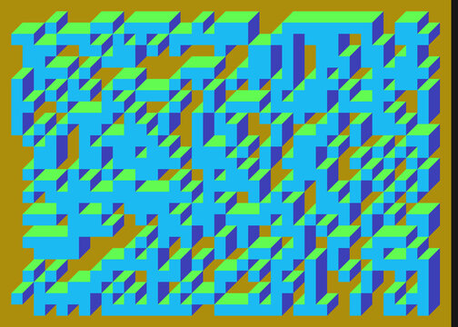 Implementation of Edward Zajec&rsquo;s &ldquo;Il Cubo&rdquo; from 1971. Essentially a Truchet tile set of 8 tiles and rules for placement art illustration