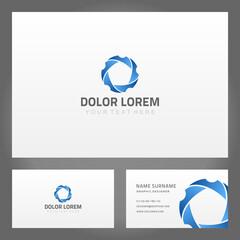 Collection abstract gradient circle ragged geometry shape business card with place for text vector illustration. Set bright rounded label global communication exclusive privilege namecard design