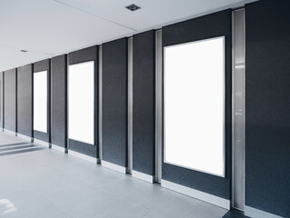 Mock up Poster Blank Media advertisement set indoor building