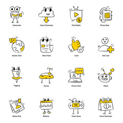 Bundle of Trendy Web Hand Drawn Icons