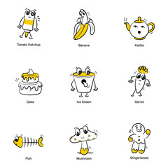 Set of Food Hand Drawn Icons 