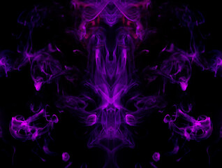 Mirrored abstract mystic image. Smoke mystery pink light