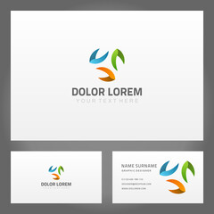 Collection multicolored horseshoe abstract shape curved namecard decorative design vector illustration. Set colorful wave geometric figure branding identification exclusive creative business card