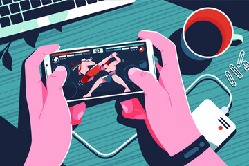 a person playing a game on a smartphone © ayunannas