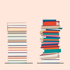 Two book stacks. Pile of books. Vector illustration
