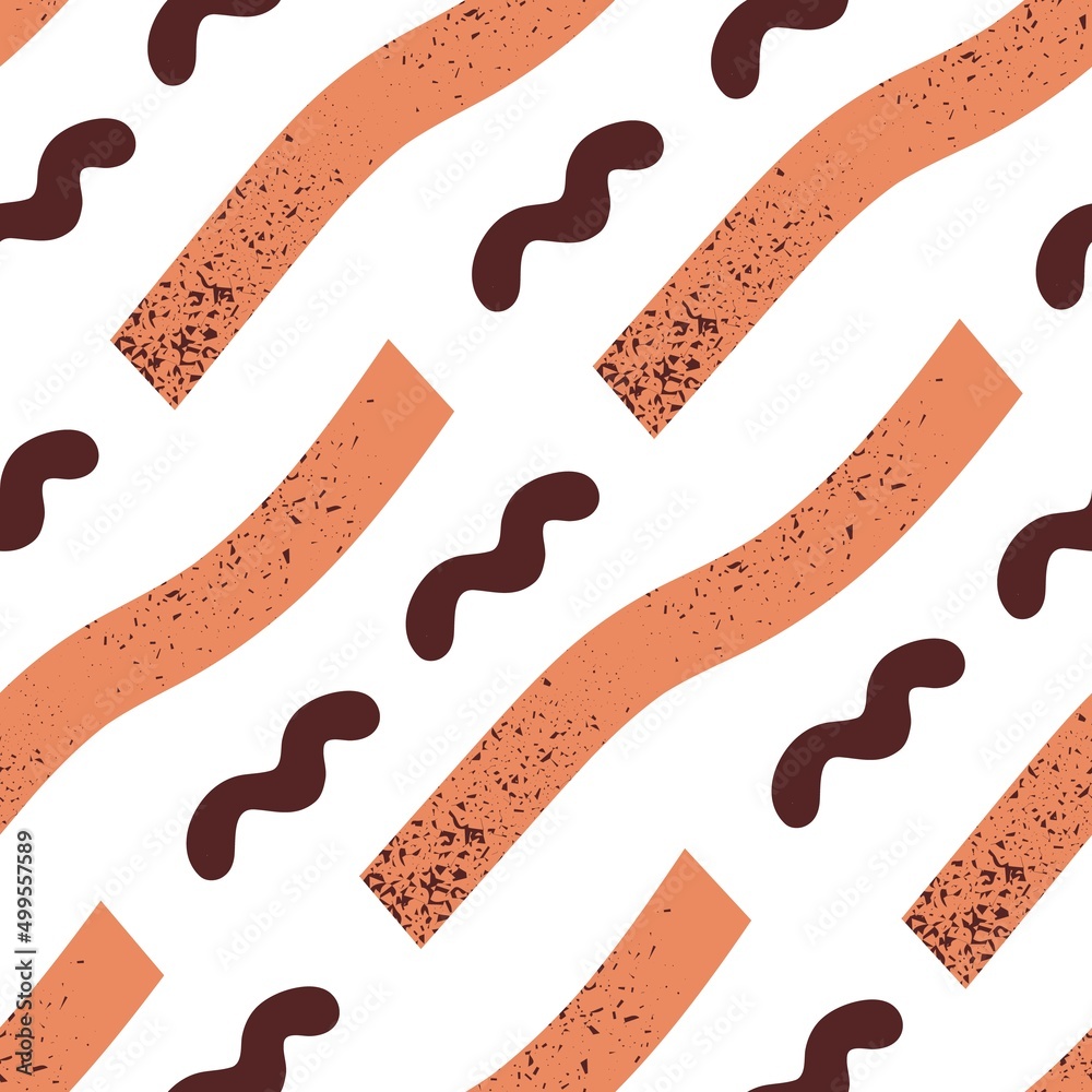Poster Seamless abstract texture. Modern creative pattern with waves, wavy lines. Endless background with curvy repeating print. Backdrop design for textile, decoration. Colored flat vector illustration