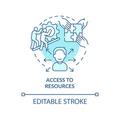 Access to resources turquoise concept icon. Benefit of stakeholder management abstract idea thin line illustration. Isolated outline drawing. Editable stroke. Arial, Myriad Pro-Bold fonts used