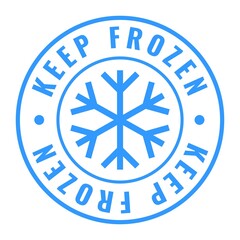 Keep frozen vector food product package label. Keep frozen in fridge, snowflake icon