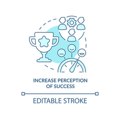 Increase perception of success turquoise concept icon. Stakeholder management abstract idea thin line illustration. Isolated outline drawing. Editable stroke. Arial, Myriad Pro-Bold fonts used