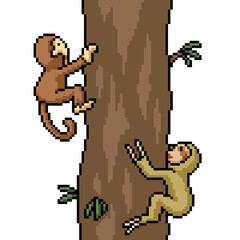 pixel art monkey sloth race