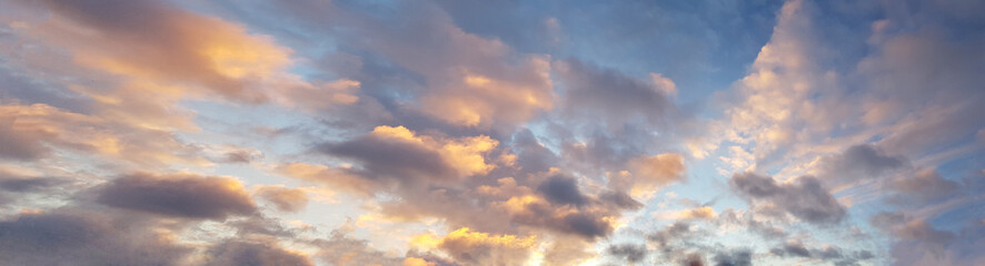 Fototapeta na wymiar Sunset sky. Bright sky clouds background