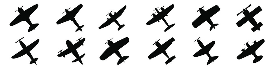 Vintage airplane icon vector set. maize illustration sign collection. air force symbol. © Denys