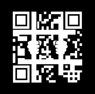 qr code jail hands black background clip art preview