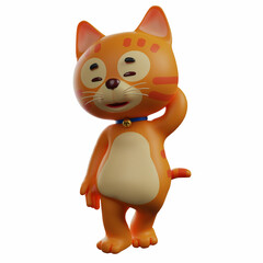 Smiley 3D Cat Cartoon Illustration with a cute face