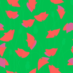 Seamless pattern with hand drawn poppy flowers for craft, apparel, design and other design projects. Line art