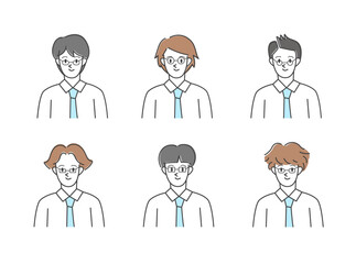 メガネをかけた男性のイラストセット